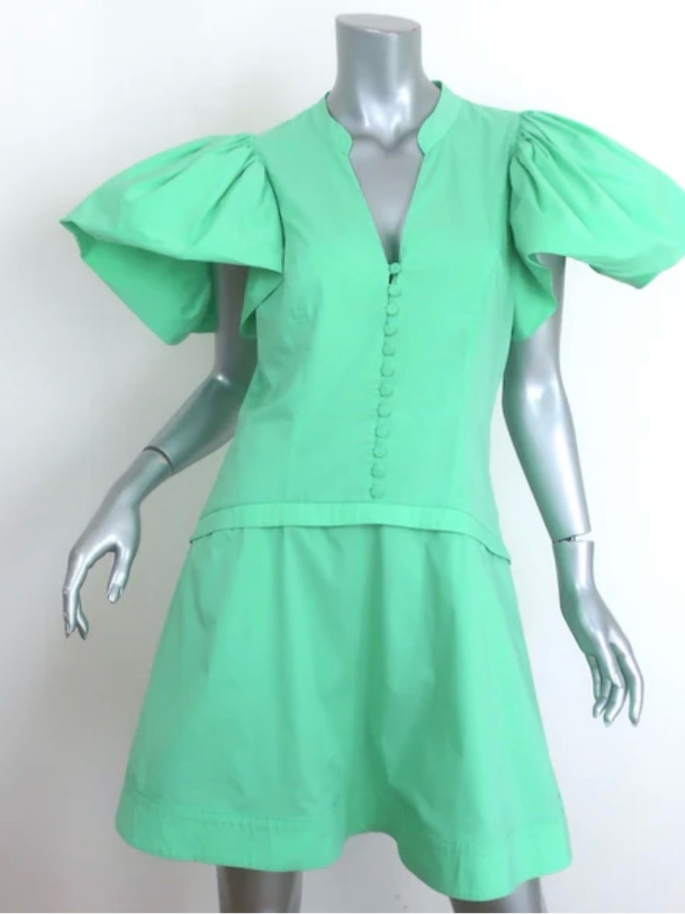 Jonathan Simkhai Mint Green Puff Sleeve Mini Dress
